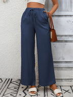Drawstring High Waist Wide Leg Pants (15)