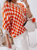 Checkered Tie-front Knit Cardigan (13)
