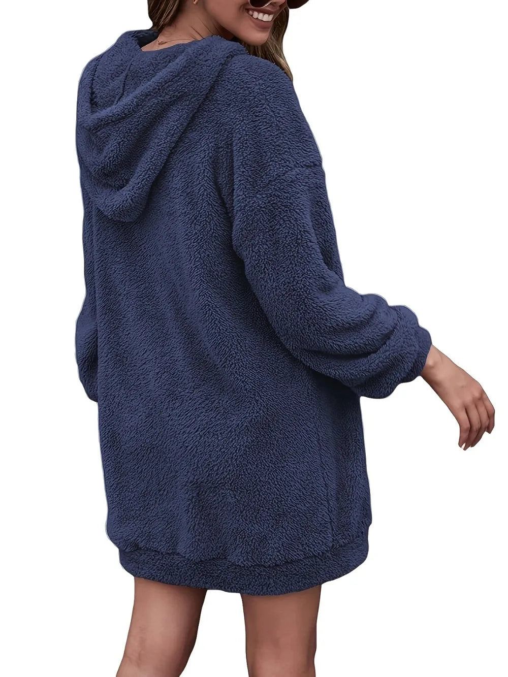 Half Zip Dropped Shoulder Oversized Hoodie (11)