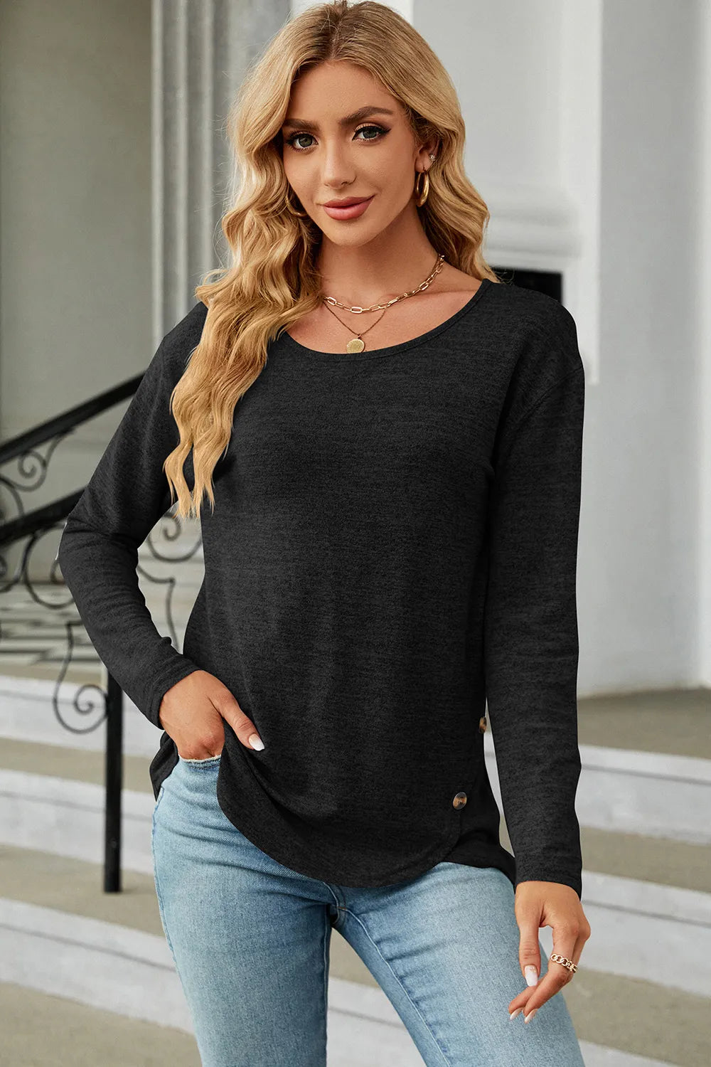 Round Neck Long Sleeve T-shirt