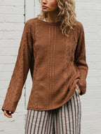 Crew Neck Cable-knit Sweater (3)