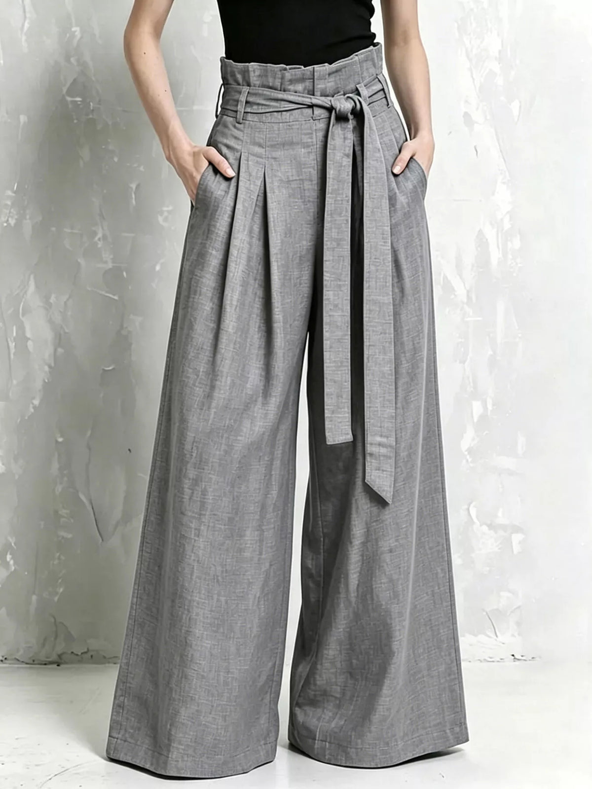 Full Size Wide-leg Paperbag Waist Pants Plus