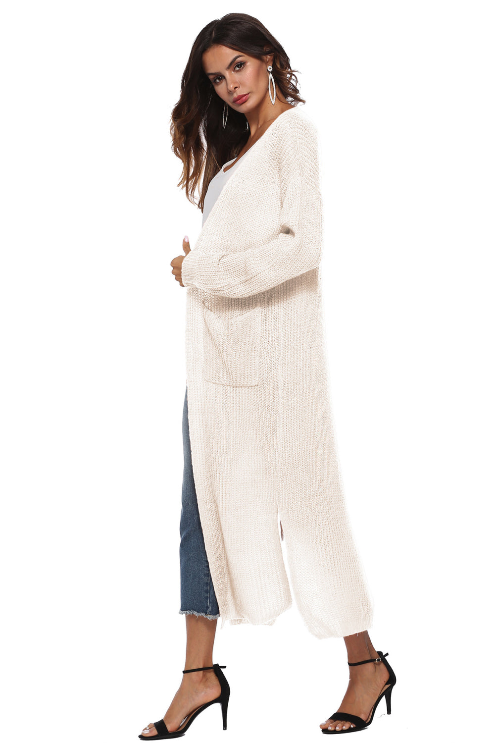 Long Sleeve Open Front Buttoned Cardigan (17)