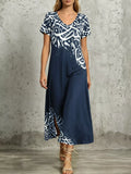 Printed Short Sleeve Midi Dress