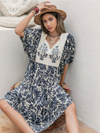 Printed Tie Neck Midi Dress (3)