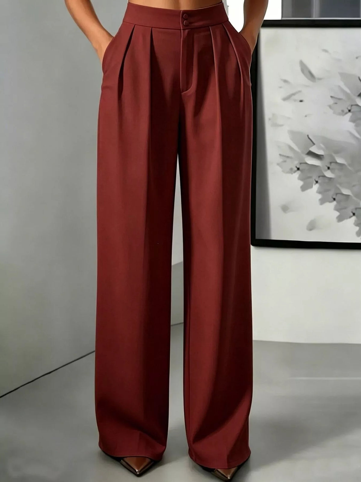 High-waisted Pleated Wide-leg Pants (31)