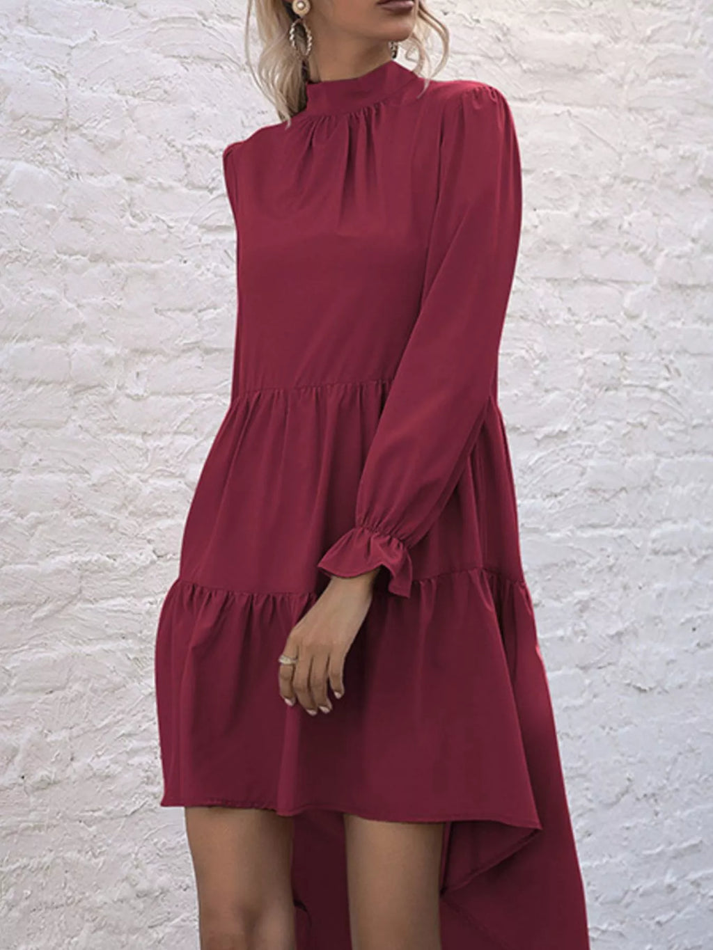 High-low Flounce Sleeve Dress (13)
