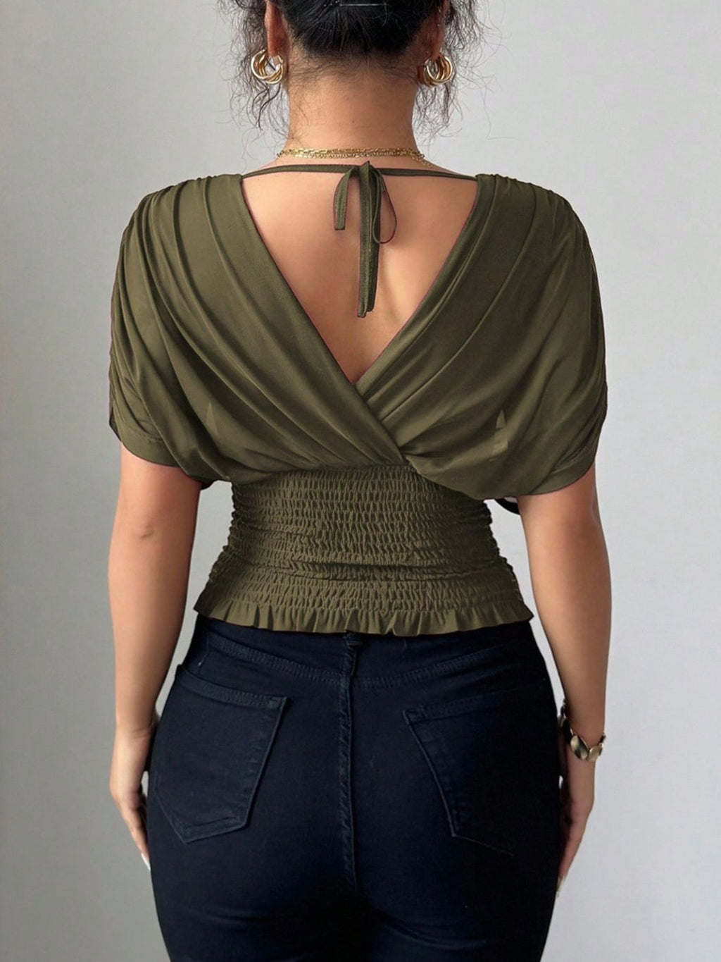 Ruched Surplice Short Sleeve Top (7)