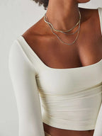 Square Neck Long Sleeve T-shirt (14)