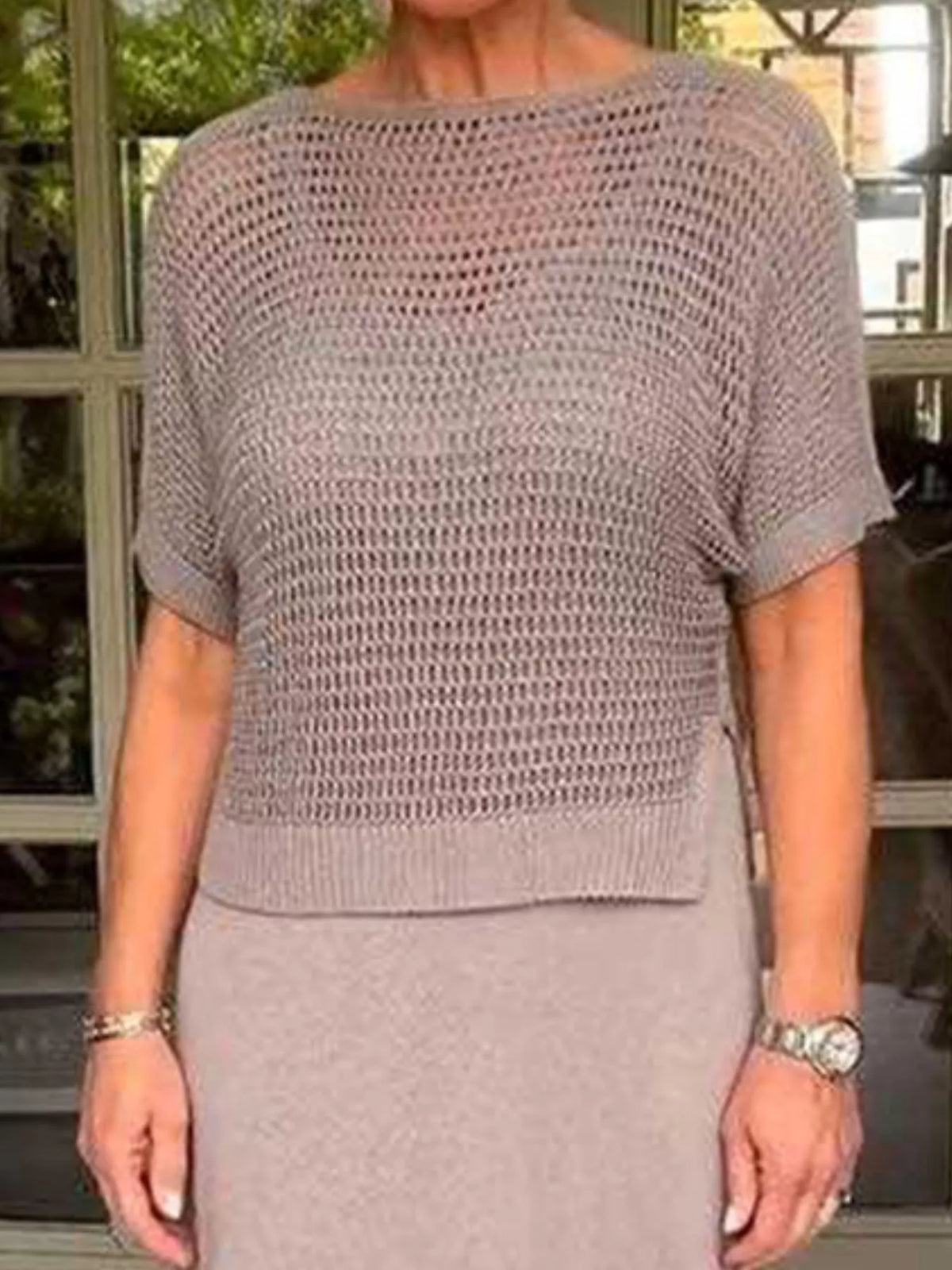 Full Size Openwork Knit Cover Up Dress Set Plus (11)