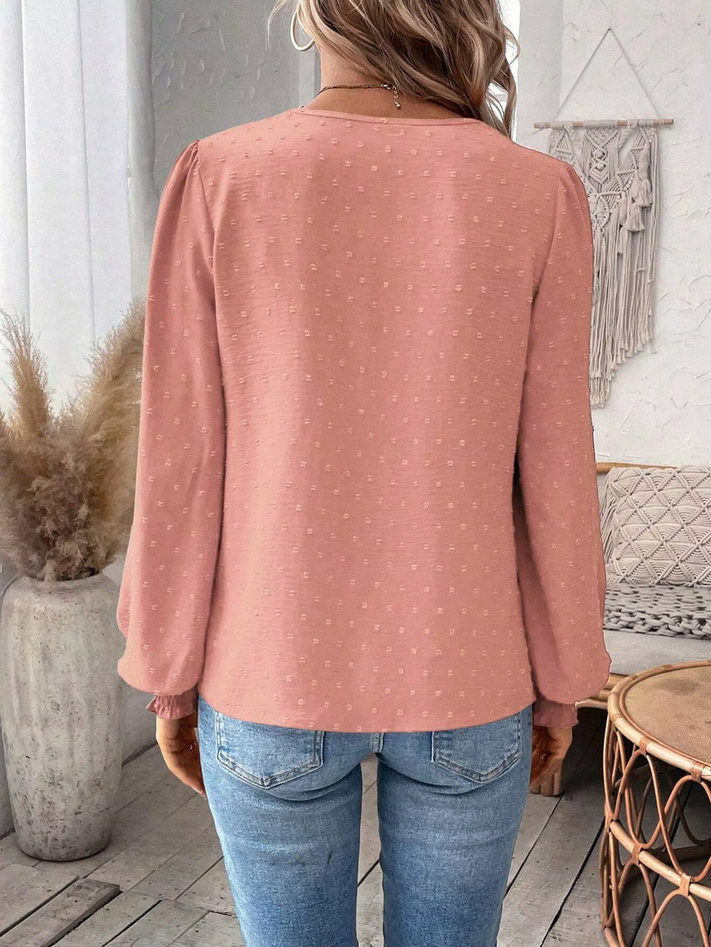 Lace Trim Long Sleeve Blouse (31)