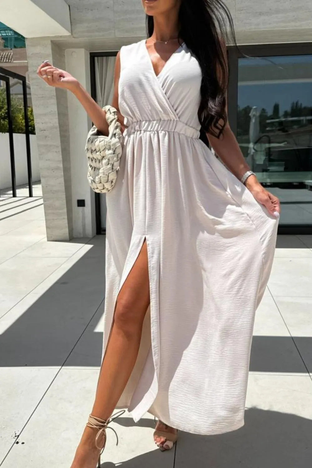 Surplice Sleeveless Slit Maxi Dress (4)