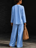 Notched Long Sleeve Top Pants Set (8)