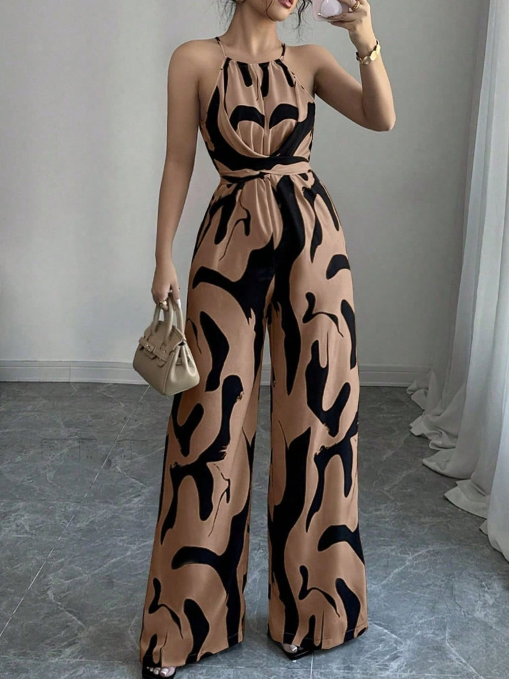 Abstract Print Sleeveless Wide Leg Jumpsuit (8)
