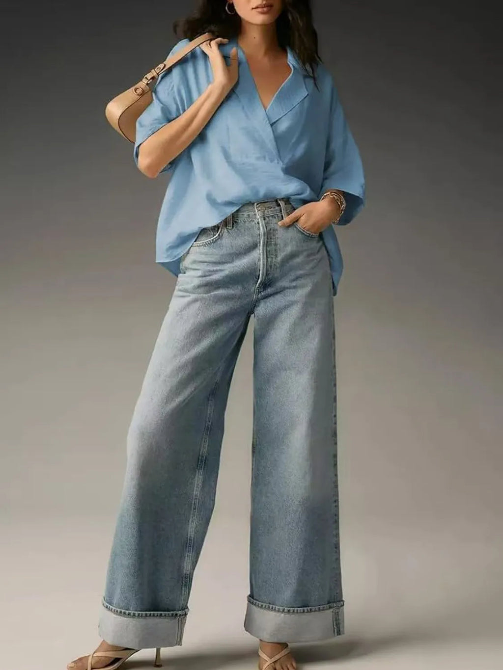 Collared Neck Half Sleeve Blouse (9)