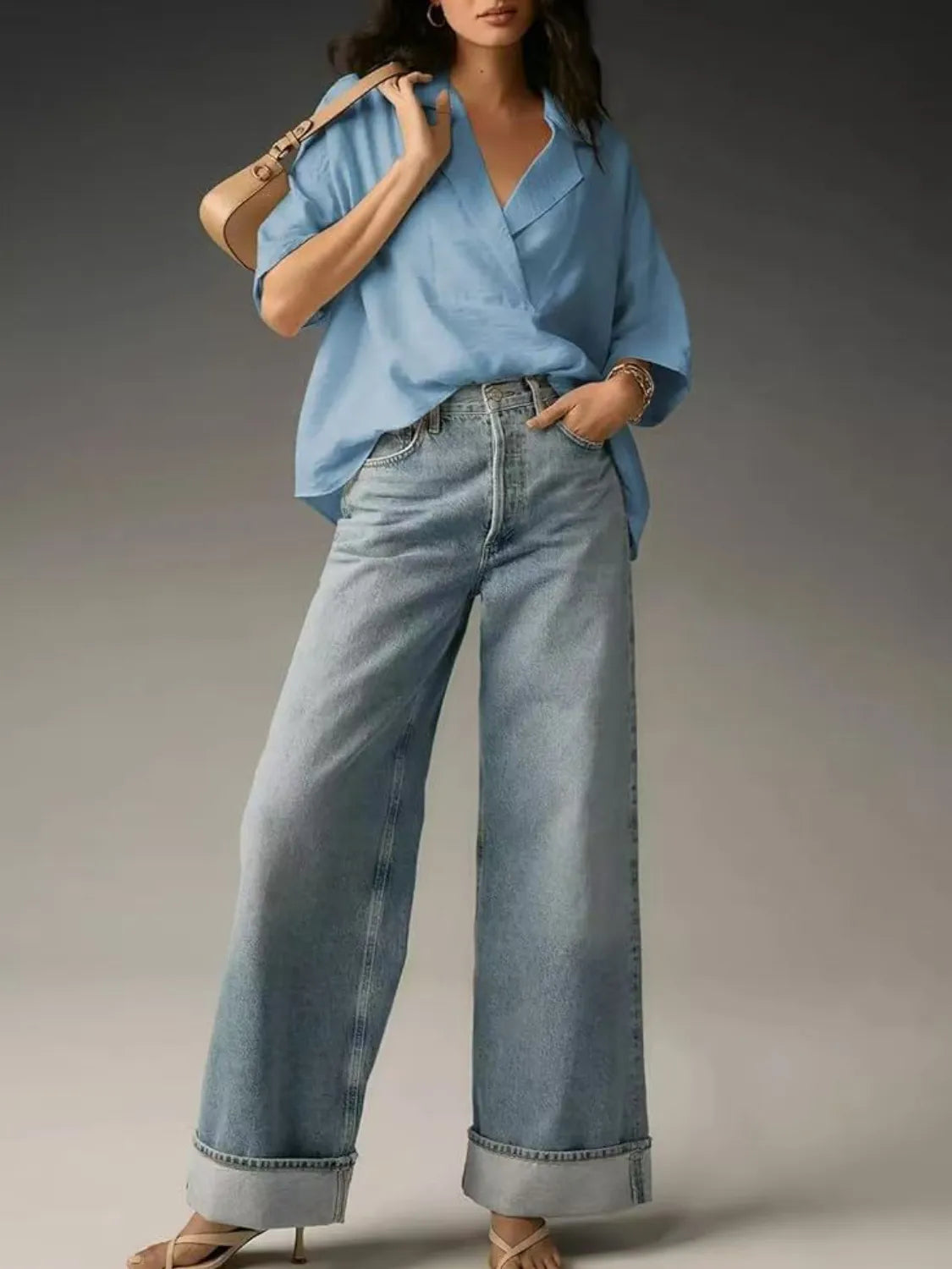 Collared Neck Half Sleeve Blouse (9)