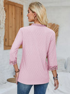 Lace Detail V-neck Three-quarter Sleeve Blouse (16)