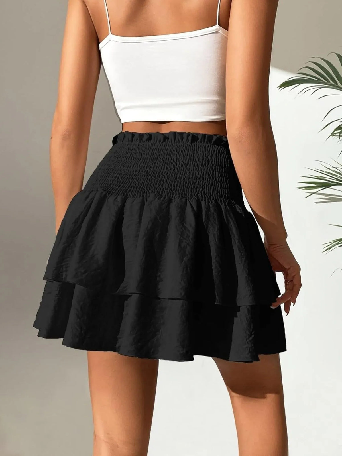 Smocked Layered Mini Skirt (3)