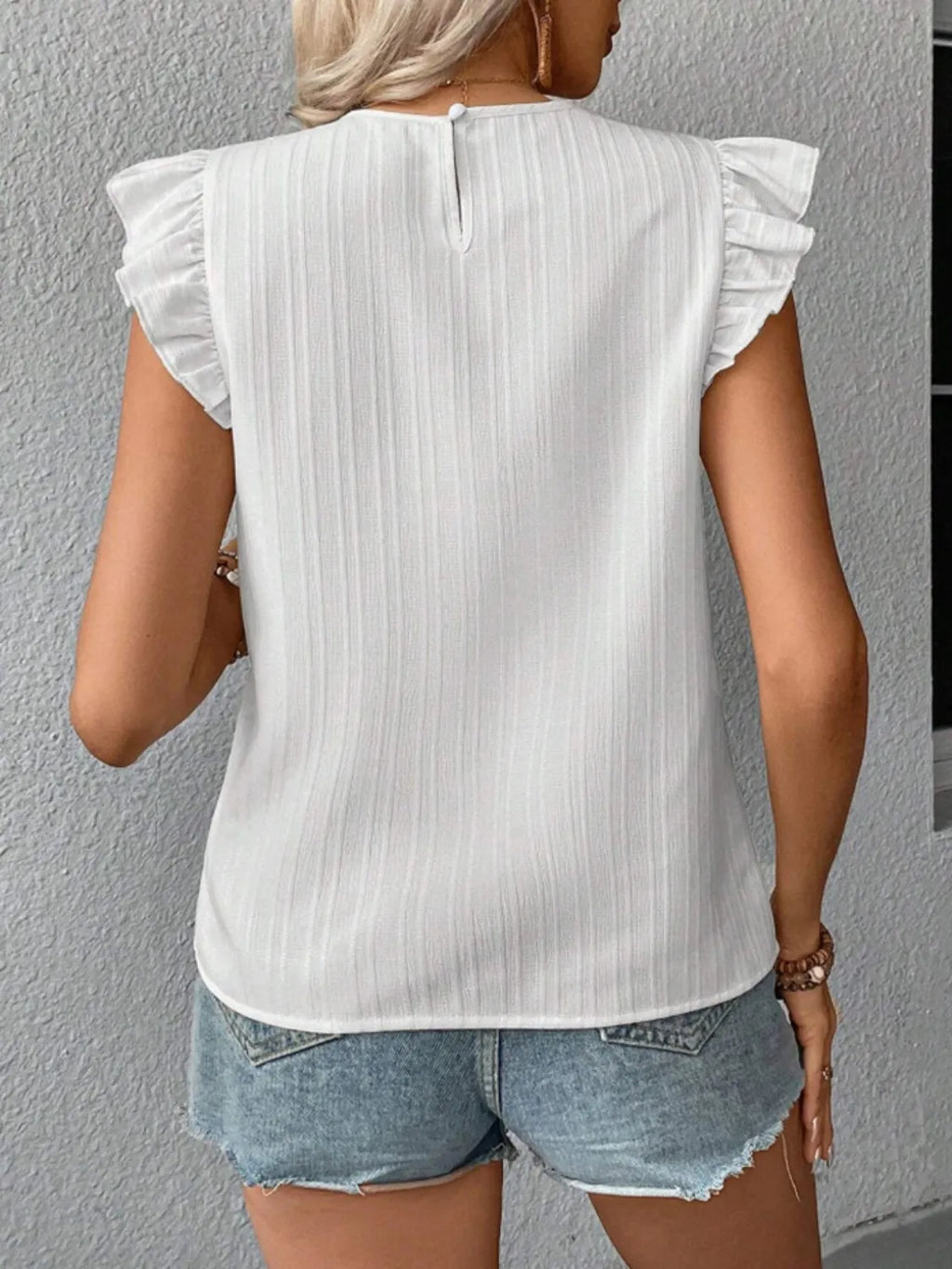 Ruffled Round Neck Cap Sleeve Blouse (11)