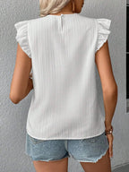 Ruffled Round Neck Cap Sleeve Blouse (11)