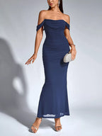 Off-shoulder Ruched Mermaid Maxi Dress (25)