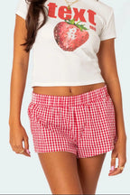 Plaid Elastic Waist Shorts (5)