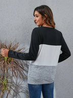 Block Round Neck Long Sleeve T-shirt (2)