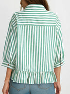 Striped Ruffle Hem Button-down Shirt (16)