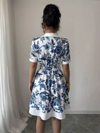 Printed Button Front Mini Dress (5)