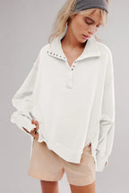 Exposed Seam Side Slit Long Sleeve Sweatshirt (8)