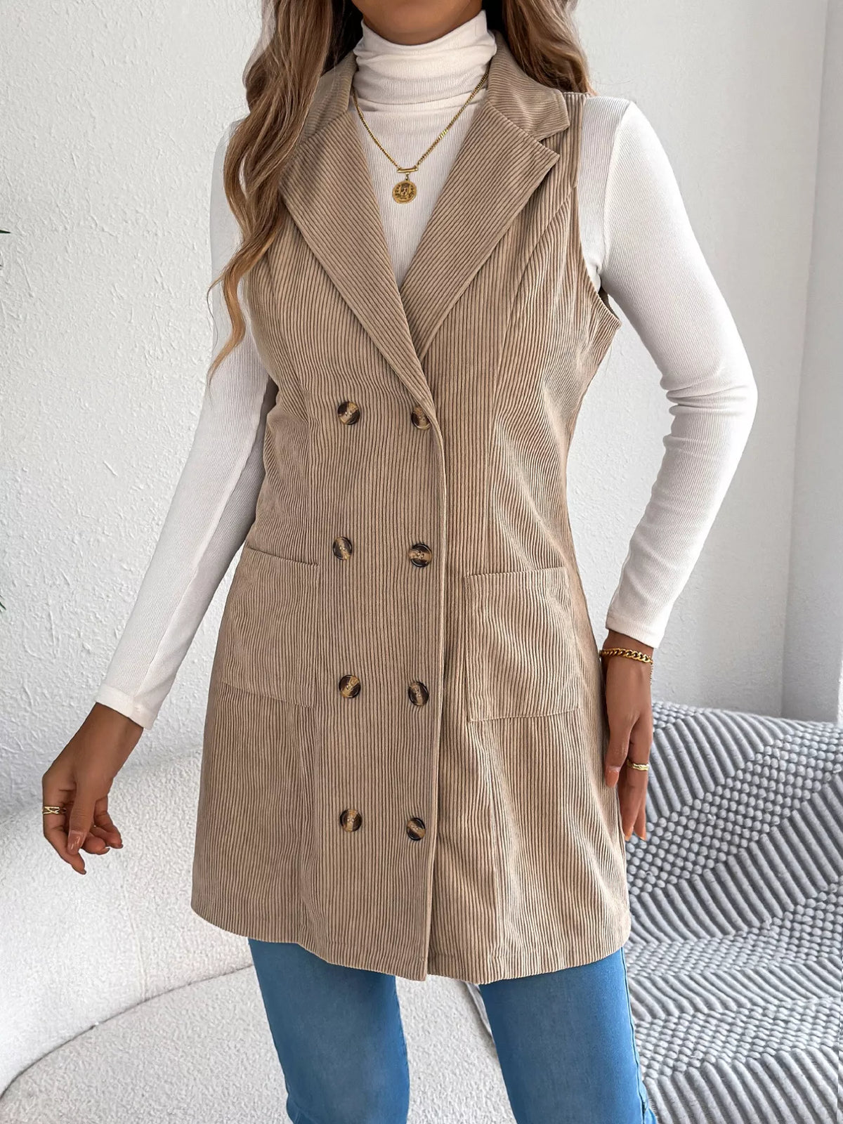 Double-breasted Long Vest Coat (2)