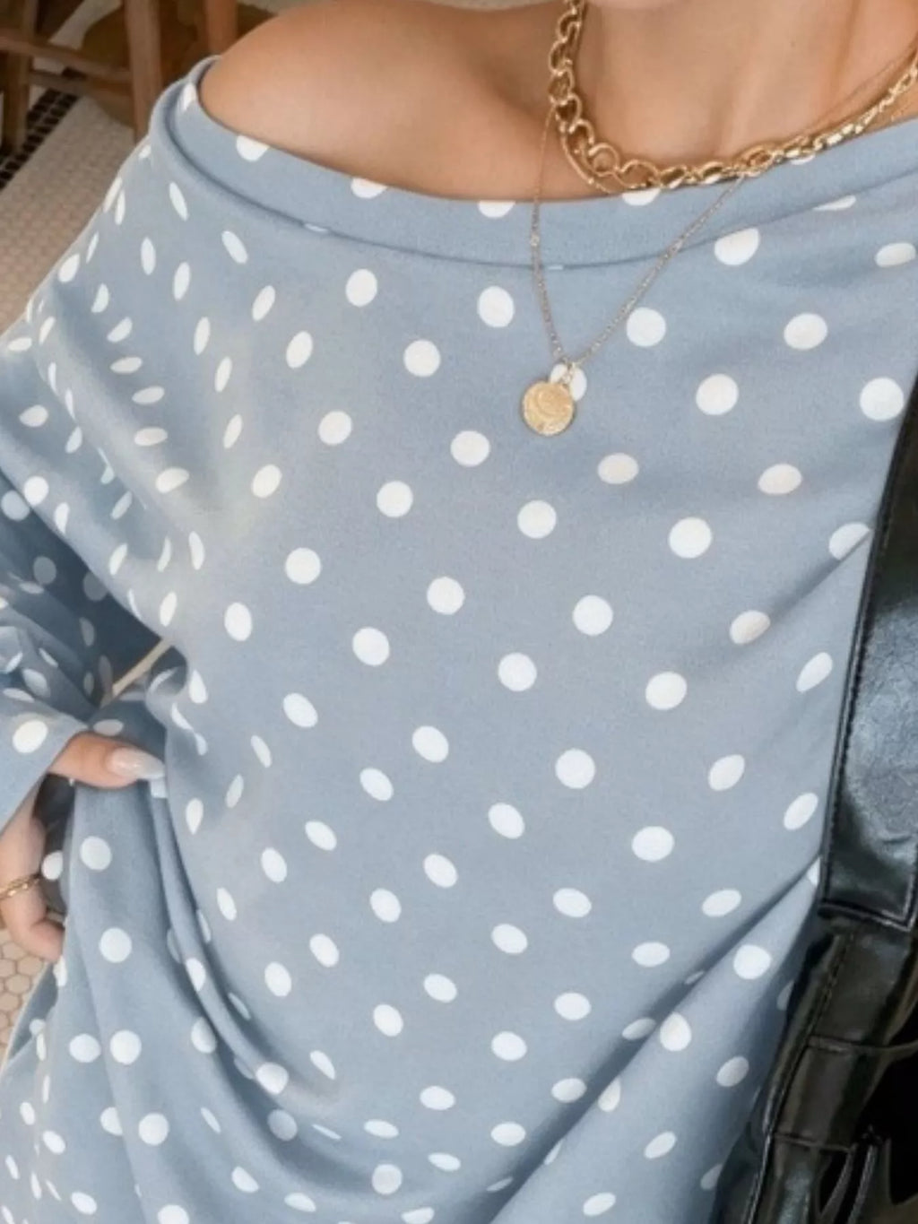 Polka Dot Boat Neck Top Pants Set (17)