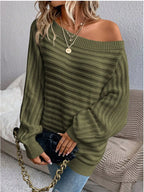 One Shoulder Ribbed Knit Sweater (6)