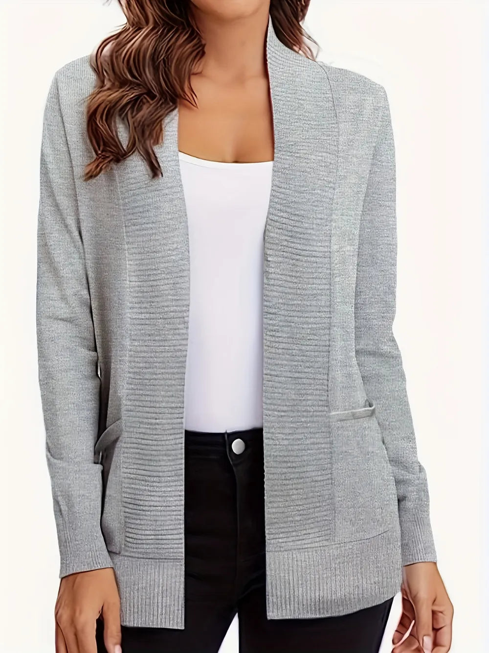 Open Front Long Sleeve Sweater Cardigan (26)
