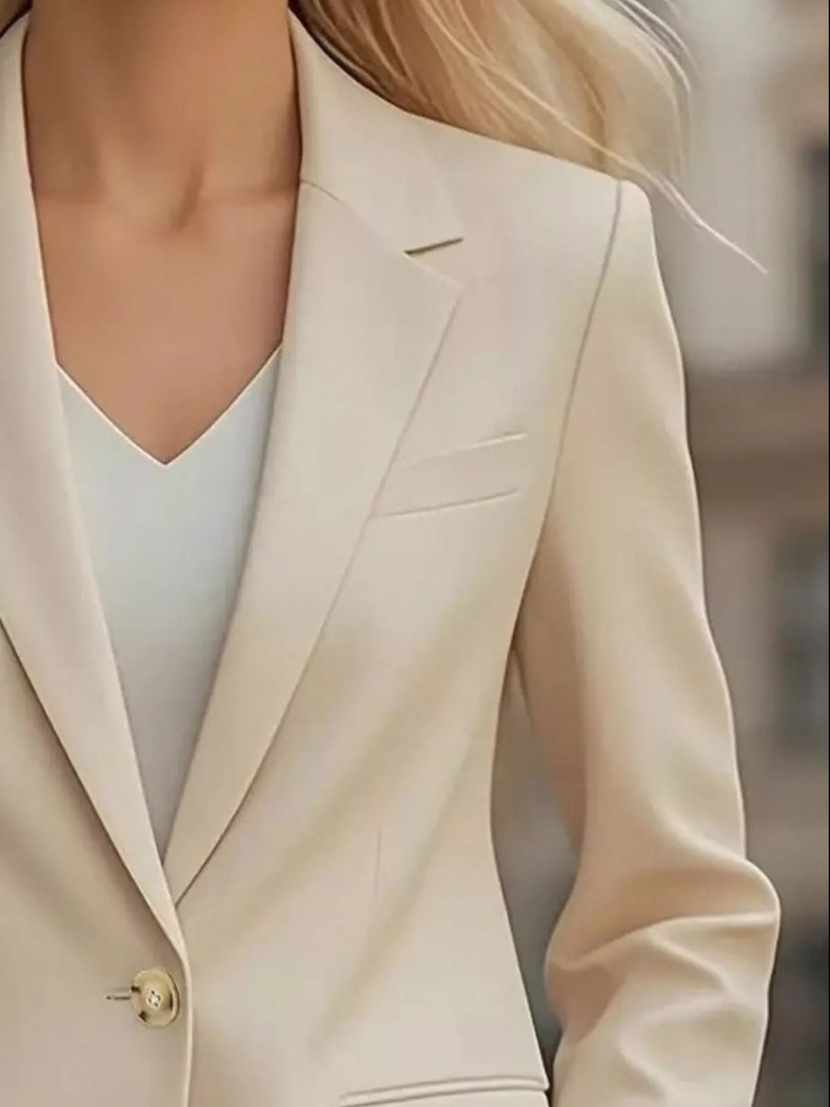 Lapel Collar One Button Blazer (2)