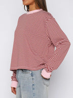 Striped Oversized Round Neck Sweatshirt (8)