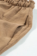 Drawstring Frilled Waist Wide Leg Utility Trousers (8)