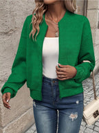Textured Knit Zip-up Bomber Jacket (9)