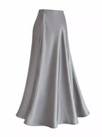 Full Size High-waisted Satin Midi Skirt Plus (32)