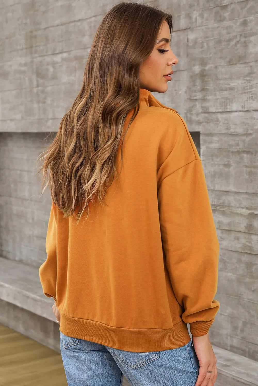 Quarter Zip Dropped Shoulder Sweatshirt (9)