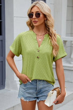 Eyelet Notched Short Sleeve T-shirt (27)