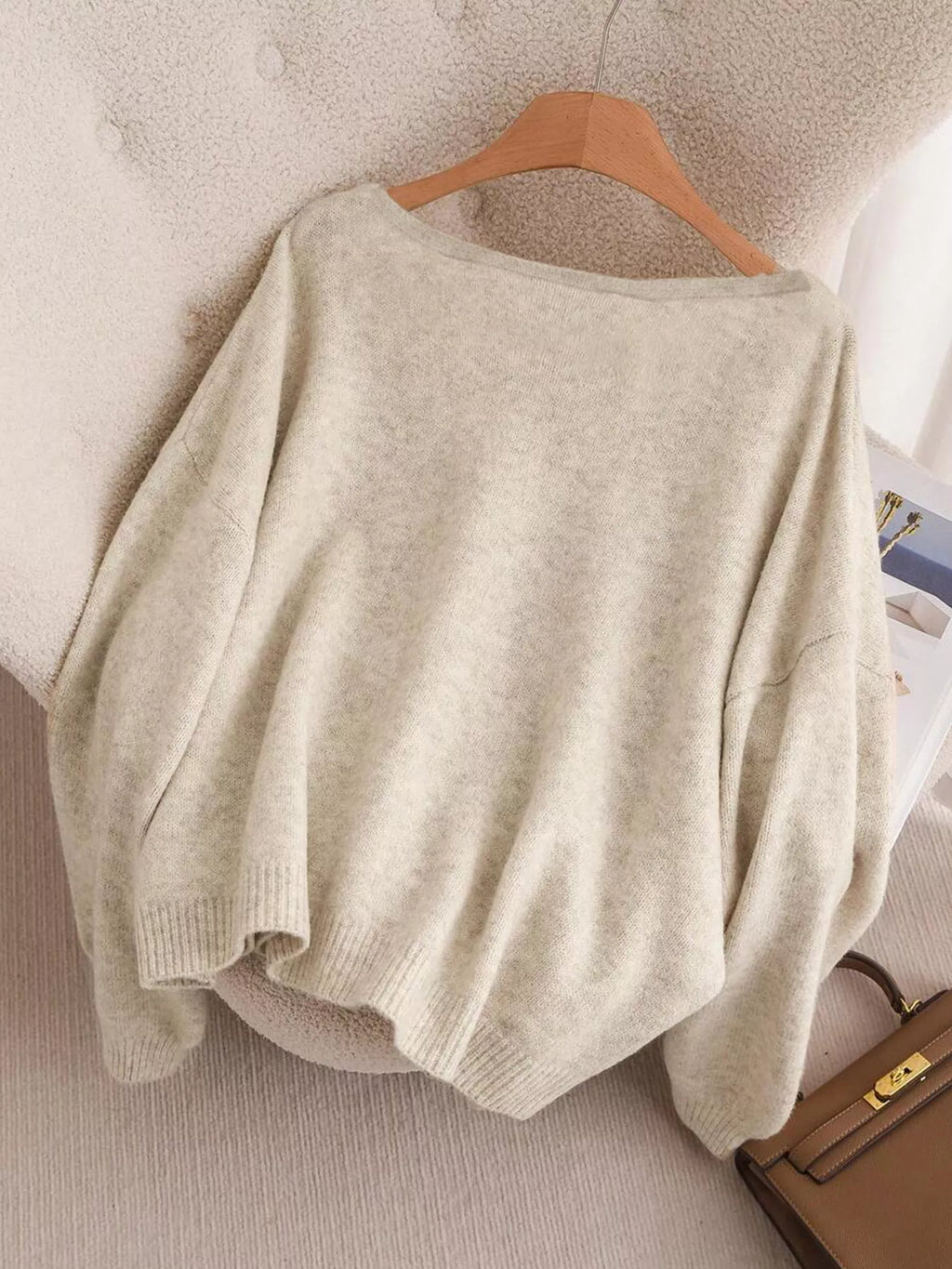 Bow-knot Front V-neck Knit Cardigan (4)