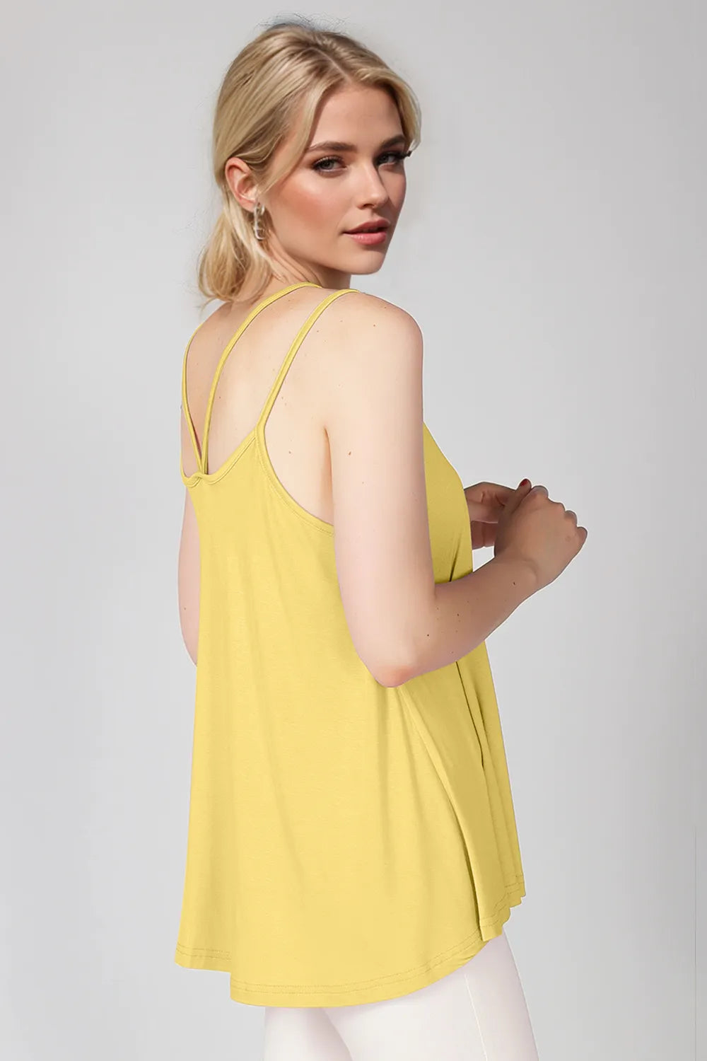 Bamboo Scoop Neck Double Spaghetti Straps Cami