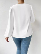 Full Size Cowl Neck Balloon Sleeve Blouse Plus (8)