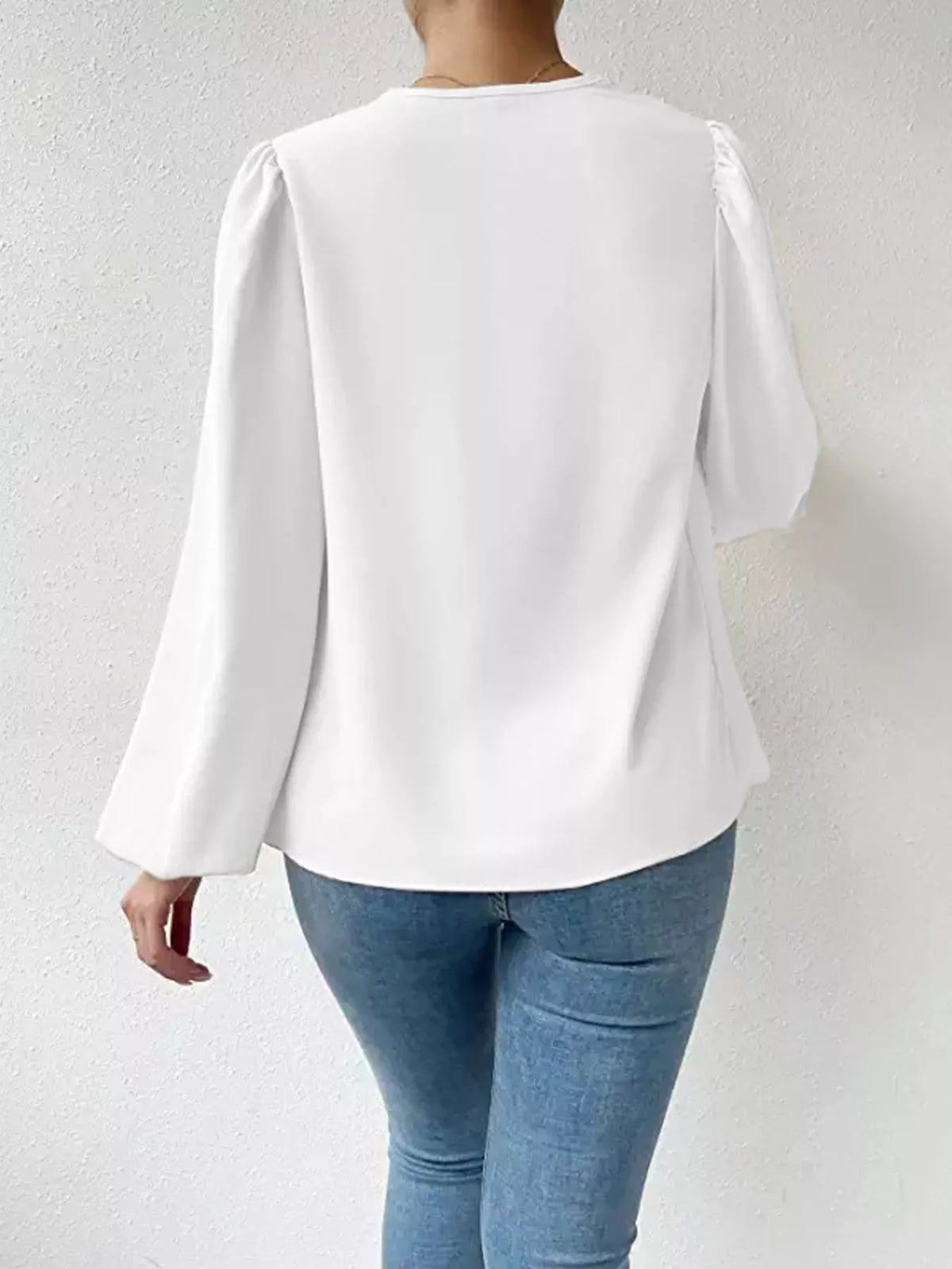 Full Size Cowl Neck Balloon Sleeve Blouse Plus (8)