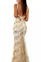 Full Size Sequin Tie Back V-neck Maxi Dress Plus (25)