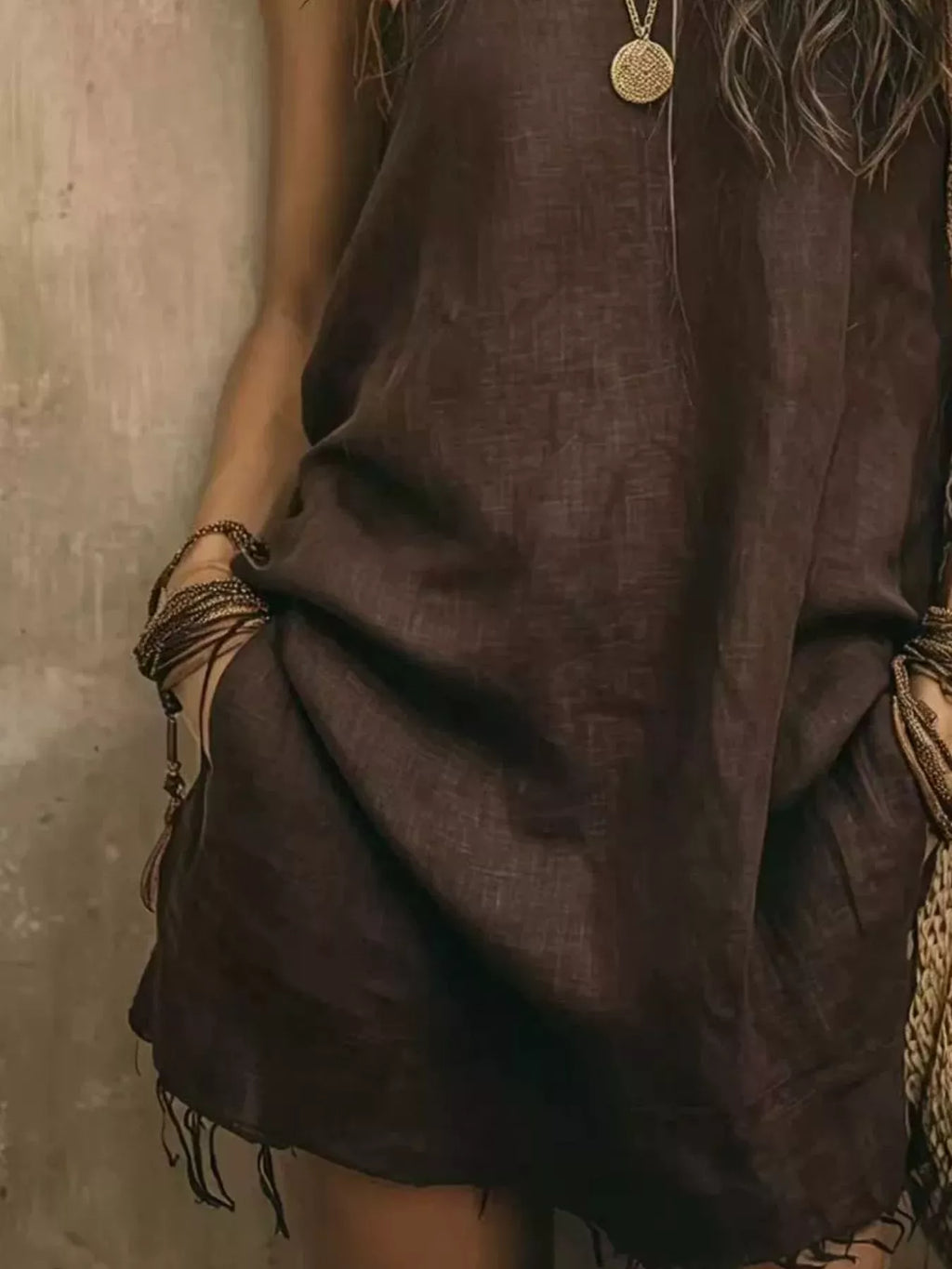 One-shoulder Mini Dress Frayed Hem (4)