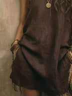 One-shoulder Mini Dress Frayed Hem (4)