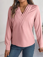 Layered V-neck Long Sleeve Blouse (10)
