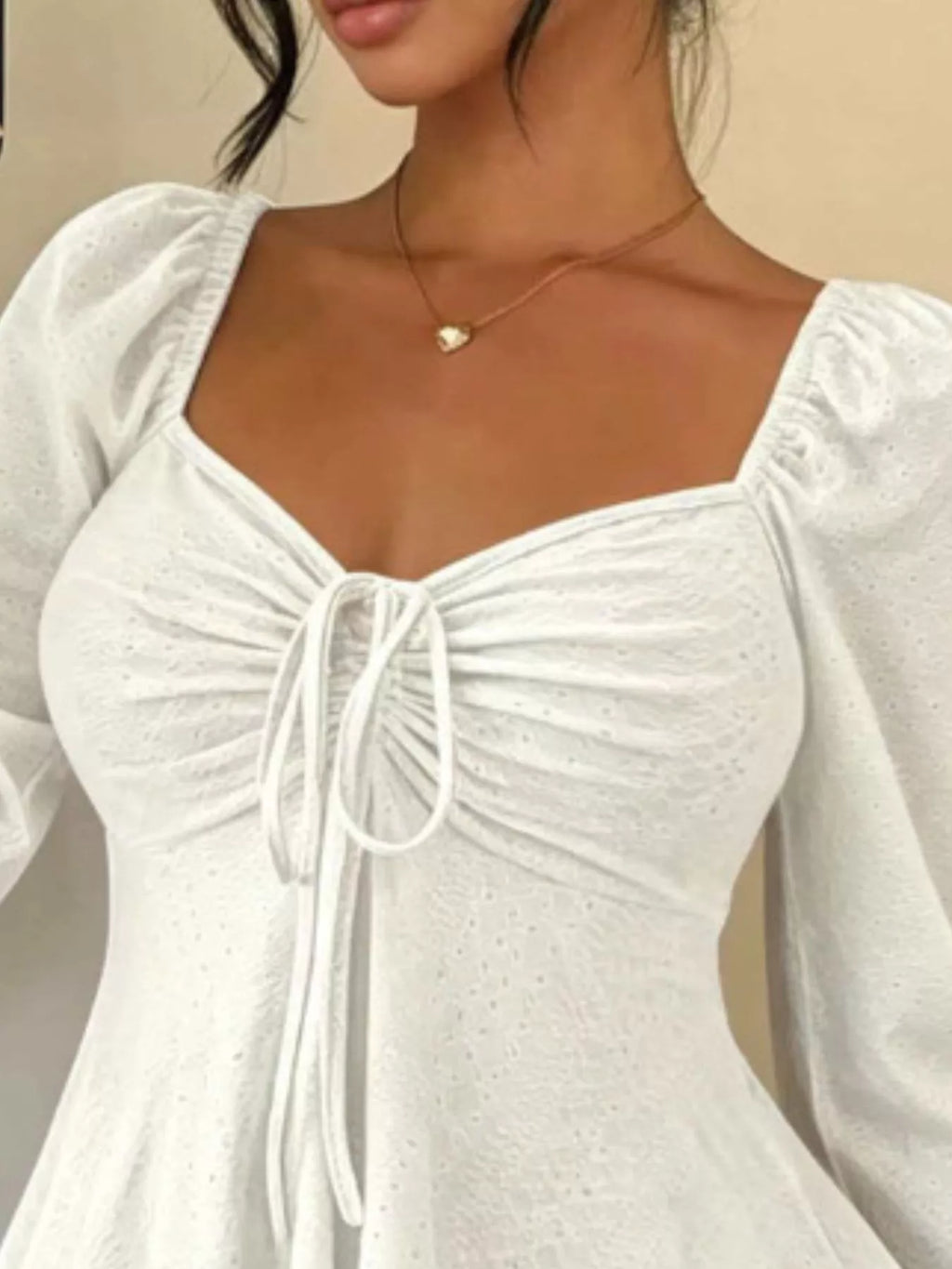 Ruched Sweetheart Neck Long Sleeve Top (2)